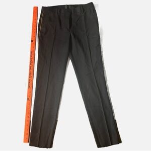 Nili Lotan Women’s Virgin Wool Leopard Pants Trousers 2 Black Gold Trim Cropped